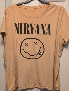 NIRVANA Peach Graphic Tee with Black Print Torrid 5